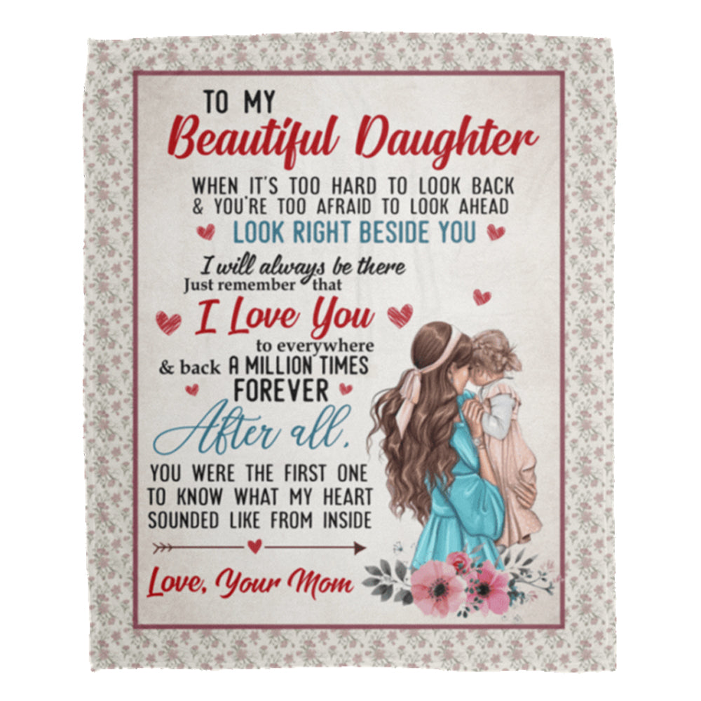 Family To My Beautiful Daughter Love Mom 50 x 60 Inch Flannel Blanket For Cozy Bedroom And Sofa Decor