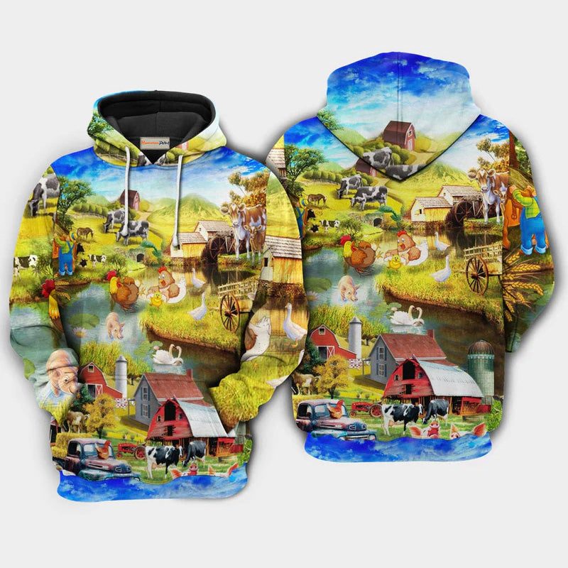 Farm Animals Peaceful Love Art – 3D Hoodie