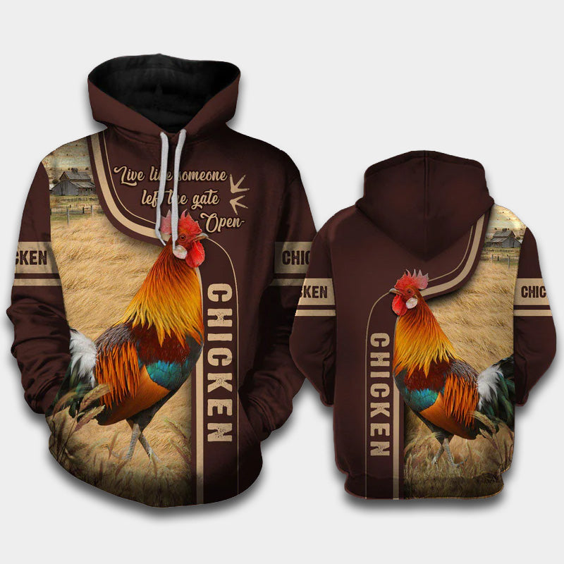 Farm Rooster Stronger Art - 3D Hoodie