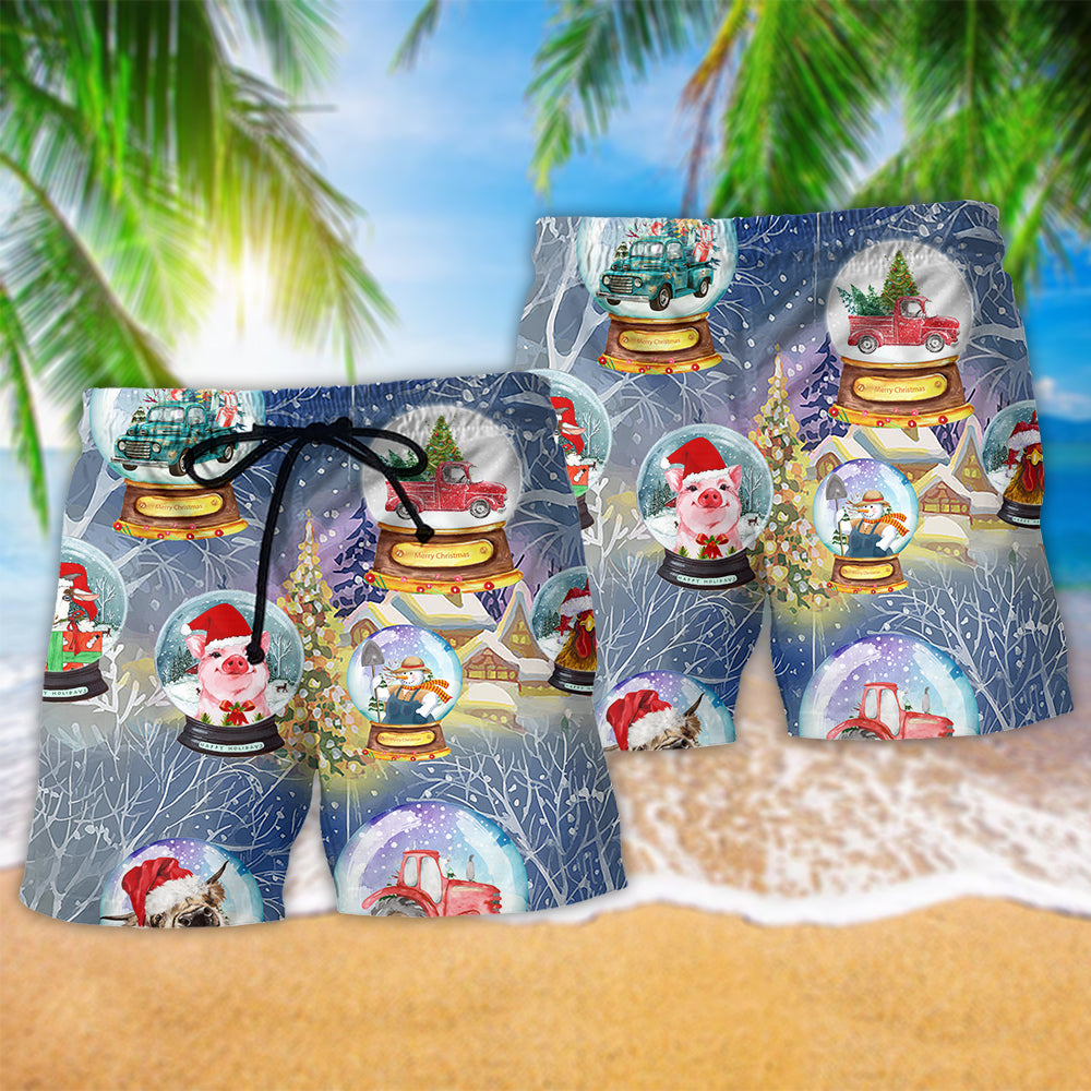 Funny Farm Global Christmas Art – Beach Short