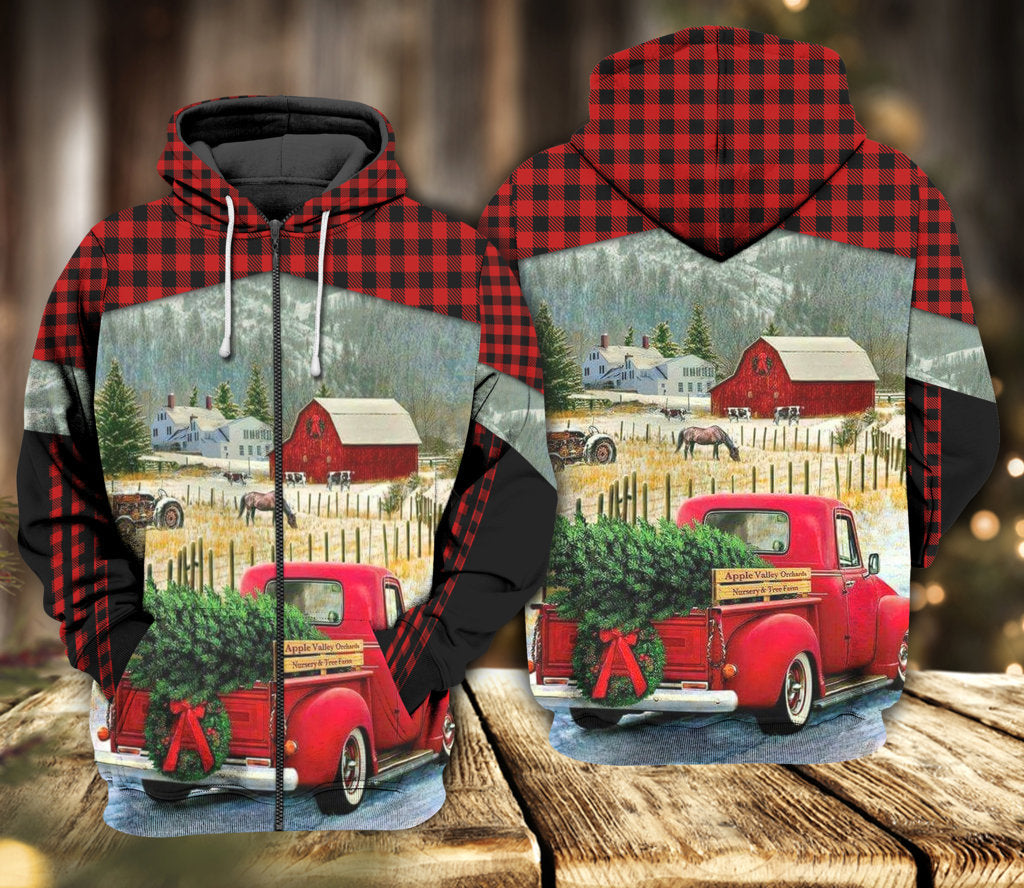 Farm Love Christmas Holiday Art – 3D Hoodie
