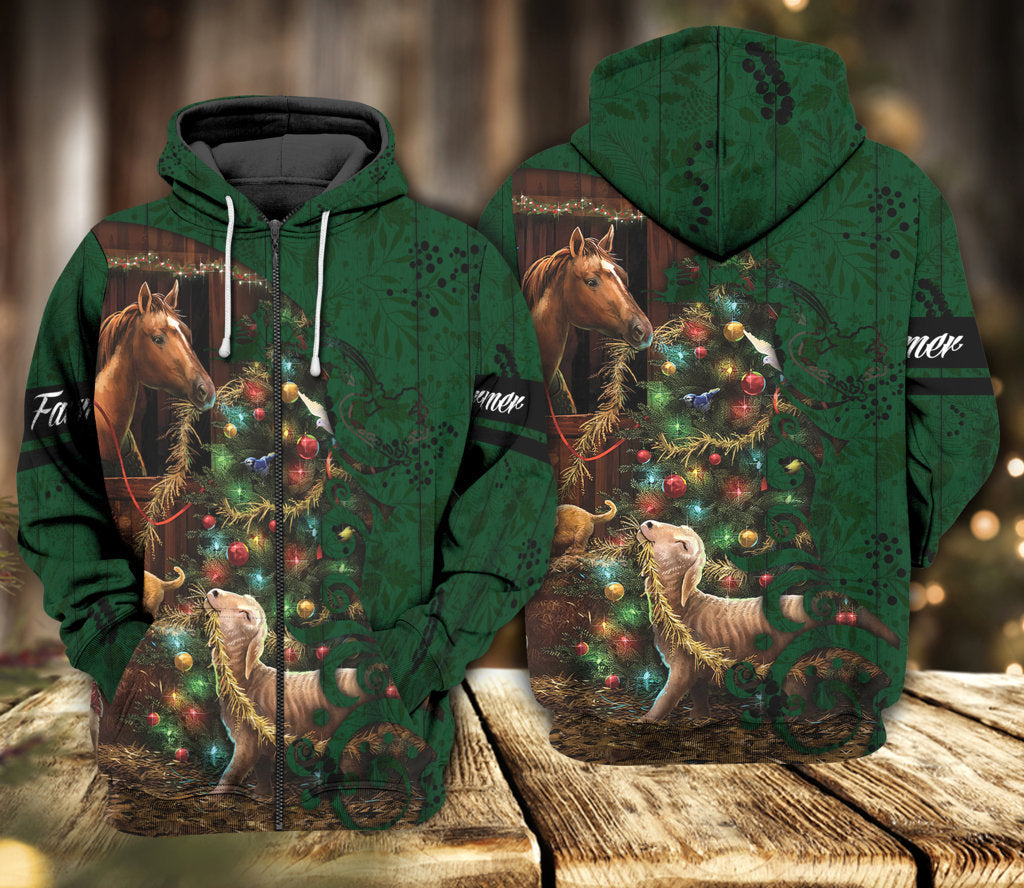 Farm Love Christmas Holiday Art – 3D Hoodie