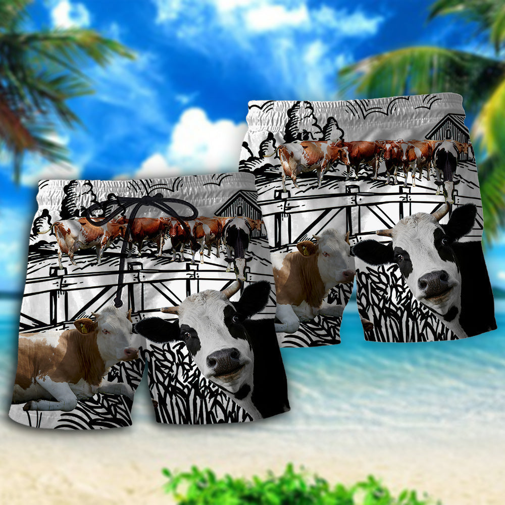 Funny Farm Cow Artistic - Beach Short