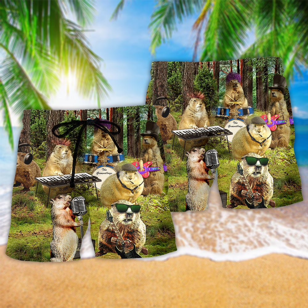 Funny Singing Ferret Animal Art – Beach Short