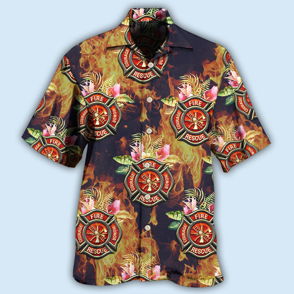 Firefighter Tropical Floral Style – Hawaiian Shirt