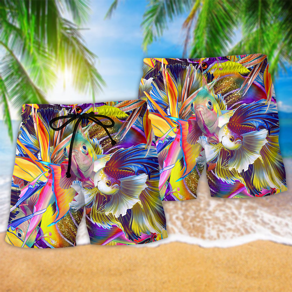 Beautiful Fish Minimal Art Style – Beach Short