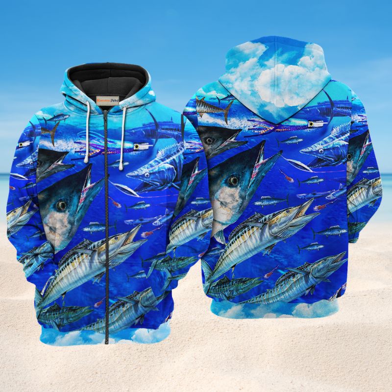 Fish Love Ocean Blue Art – 3D Hoodie