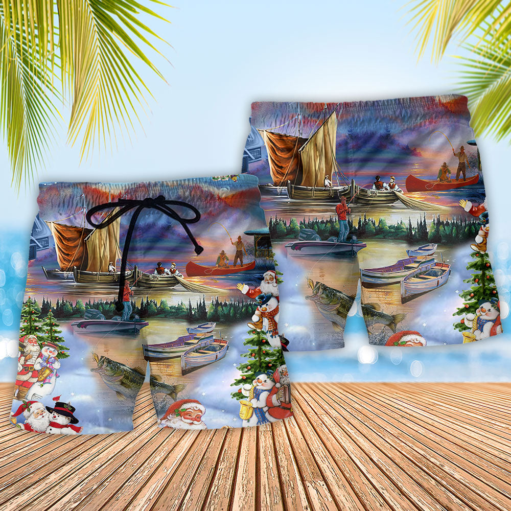 Fishing Christmas Gift Holiday Art – Beach Short