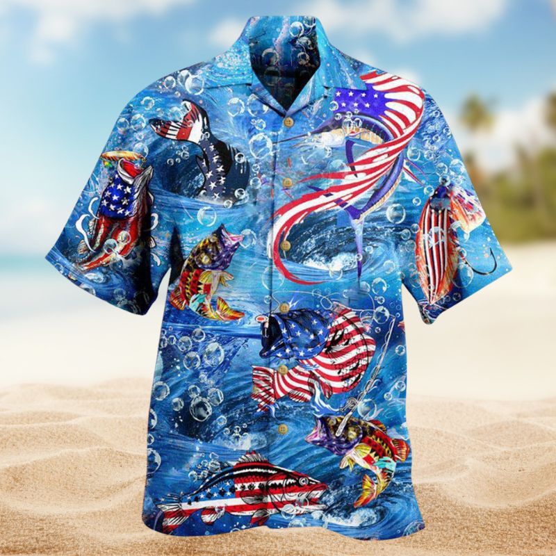 Fishing Hard America Edition – Hawaiian Shirt