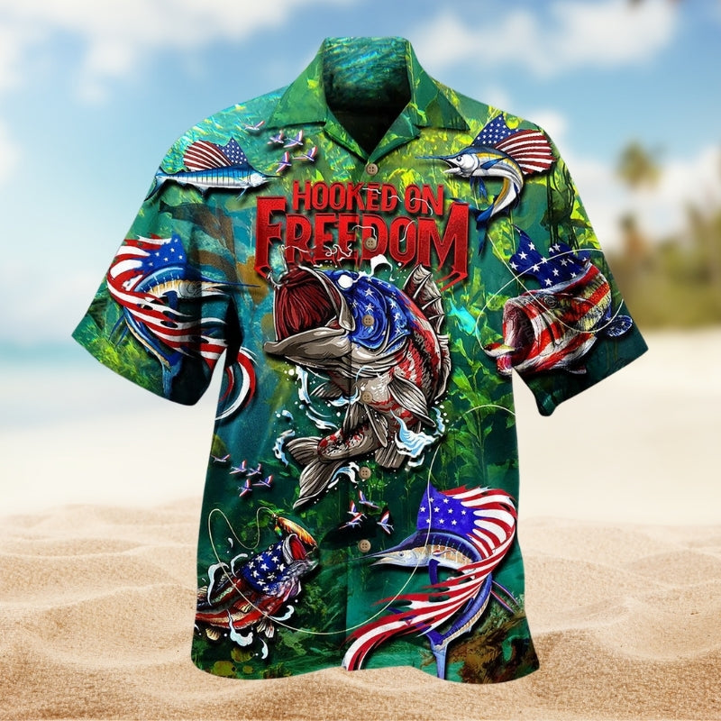 Fishing Hooked On Freedom Limited Edition – Hawaiian Shirt