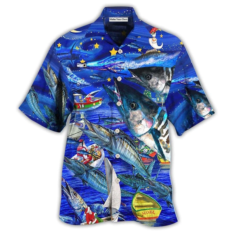 Fishing Love Ocean Blue Merry Christmas - Hawaiian Shirt