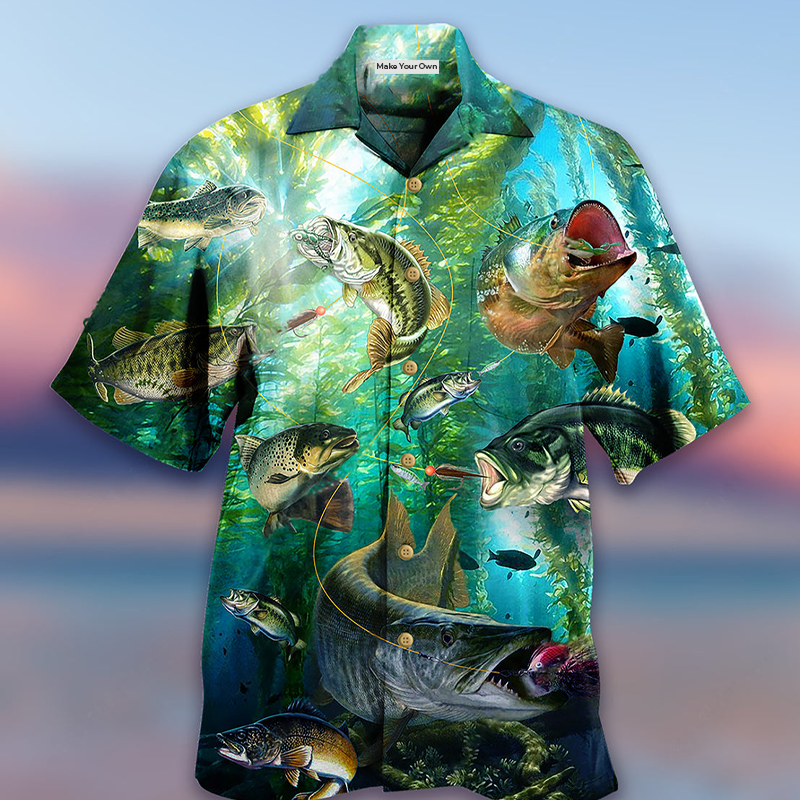 Hawaiian Shirt / Adults / S Fishing More Worry Less Blue Ocean - Hawaiian Shirt - Reefox