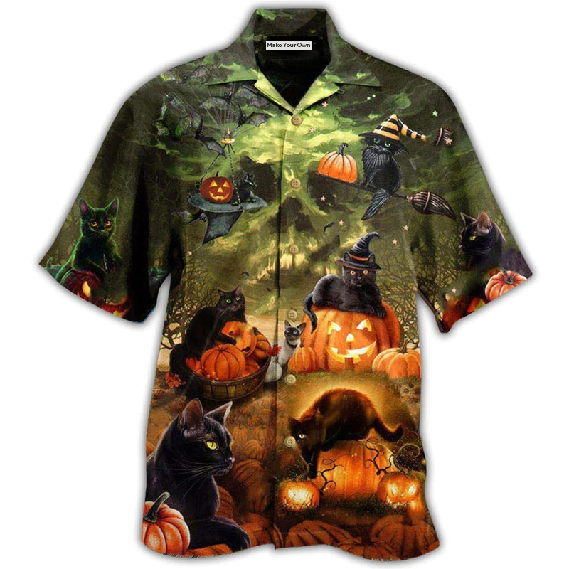 Hawaiian Shirt / Adults / S Halloween Black Cat May Luck Be Yours On Halloween - Hawaiian Shirt - Reefox