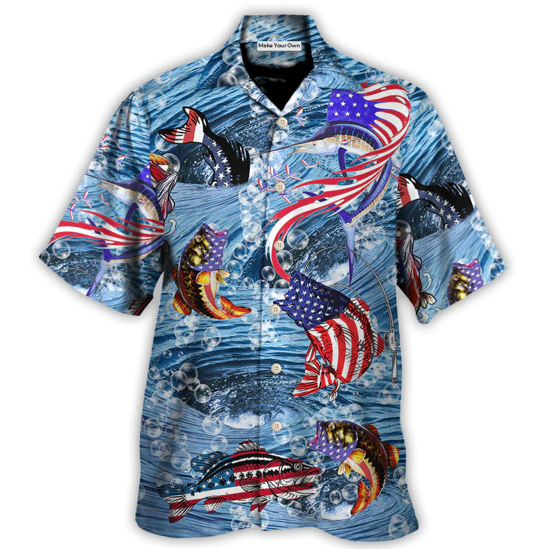 Fishing Hard America Cool - Hawaiian Shirt - Reefox
