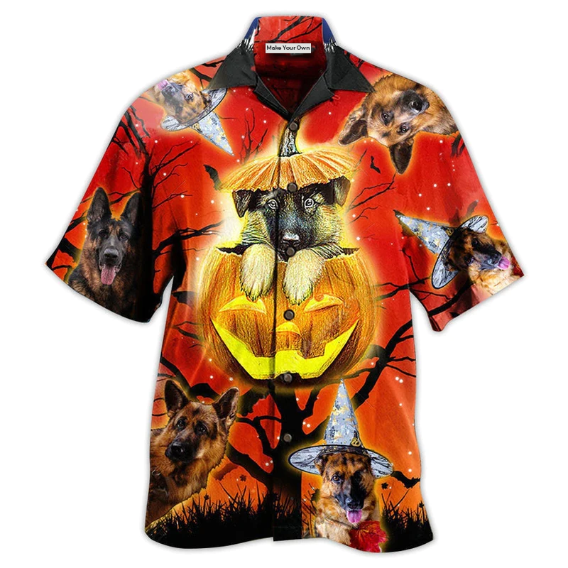 Hawaiian Shirt / Adults / S German Shepherd Dog Cute Halloween - Hawaiian Shirt - Reefox