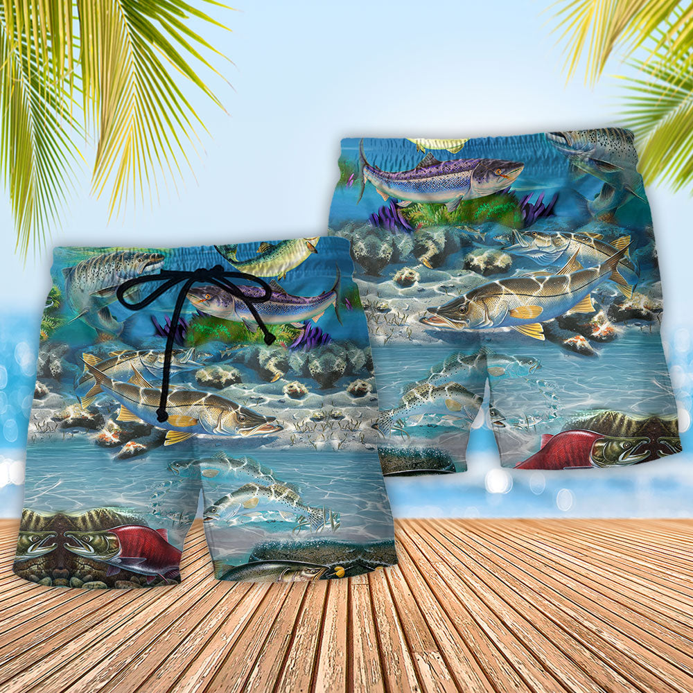 Salmon Fishing Is My Therapy Art – Beach Short