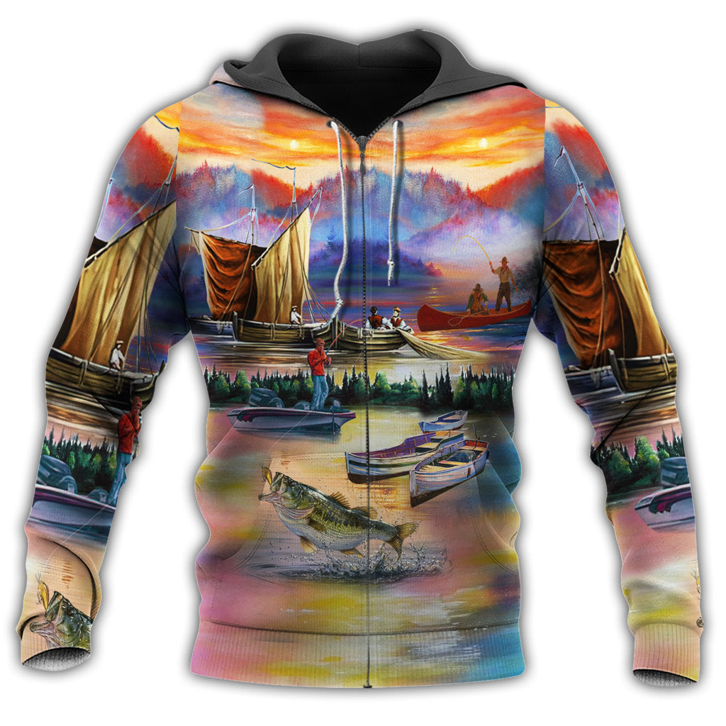 Fishing Sunset Peaceful Style - 3D Hoodie2