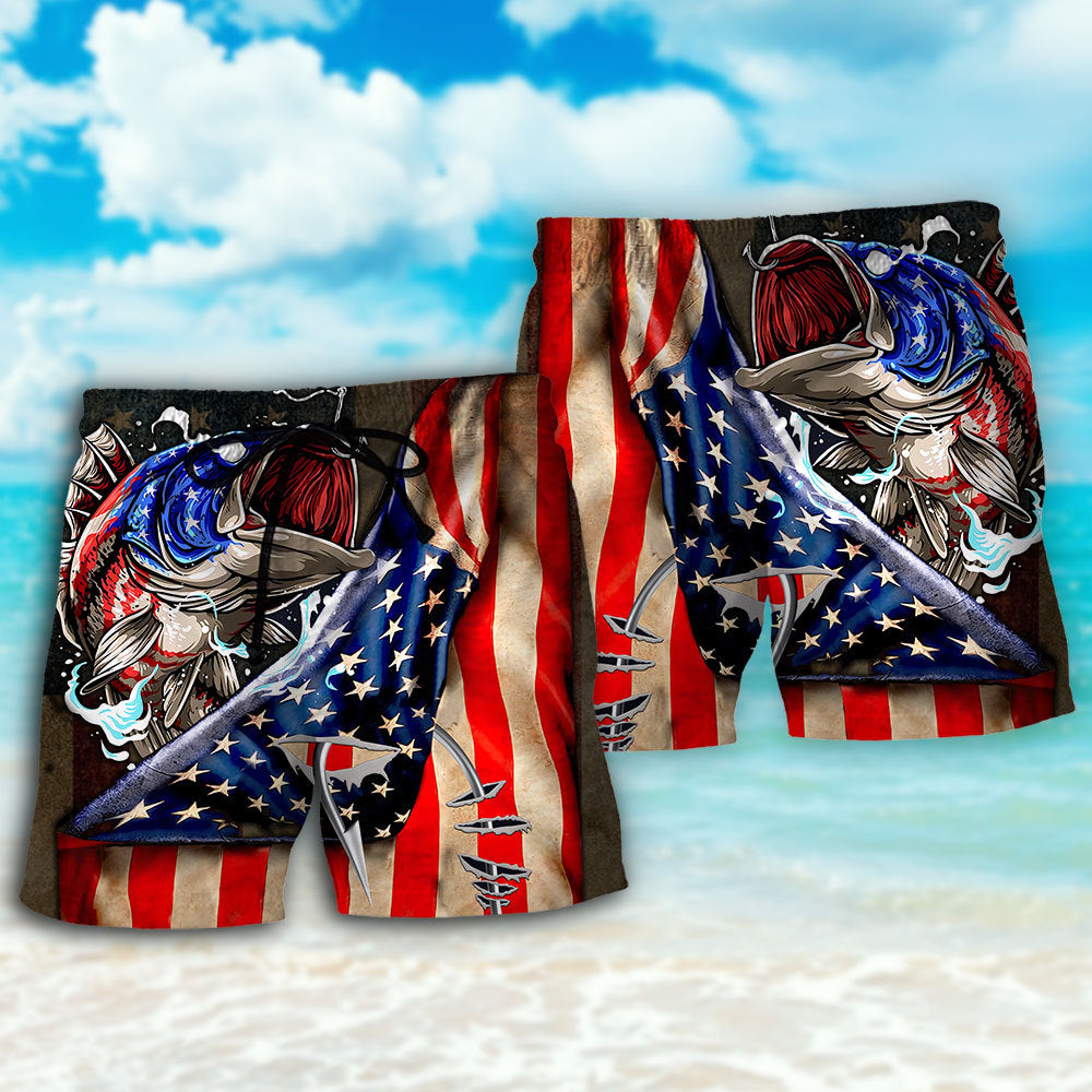 Fishing USA Flag Cool Style – Beach Short