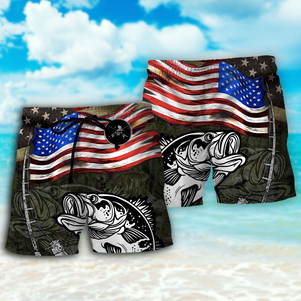Fishing USA Flag Retro – Beach Short