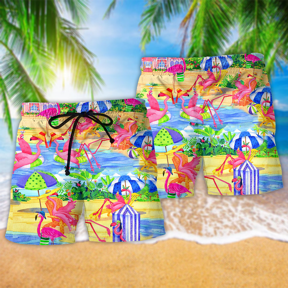 Flamingo Love Beach Summer Art – Beach Short