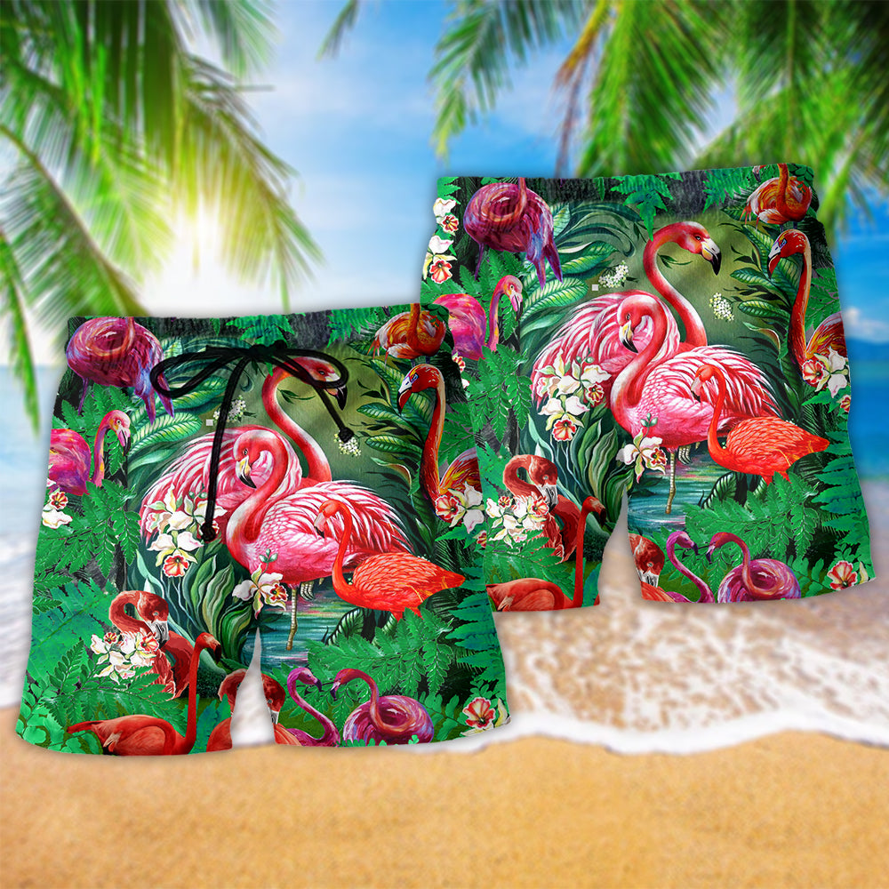 Flamingo Floral Life Love – Beach Short