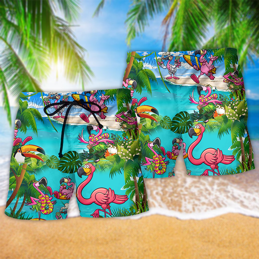 Flamingo Chill Quote Tropical - Beach Short