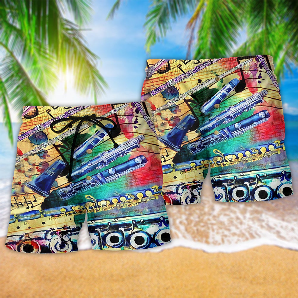 Flute Music Love And Life Art Style – Beach Short