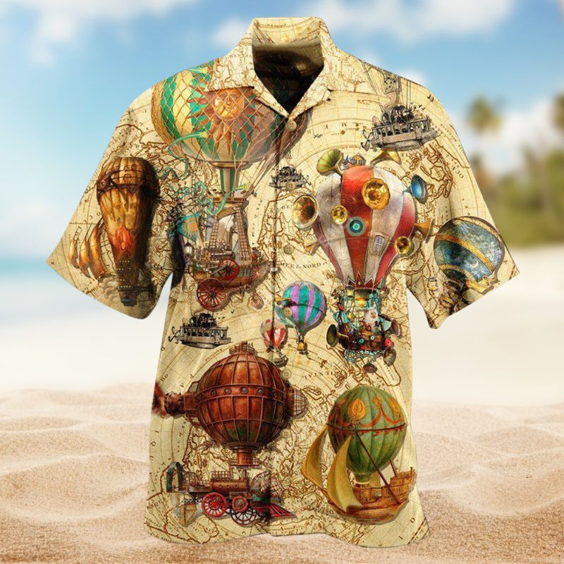 Fly High Fly Far Steampunk Air Balloon Edition – Hawaiian Shirt