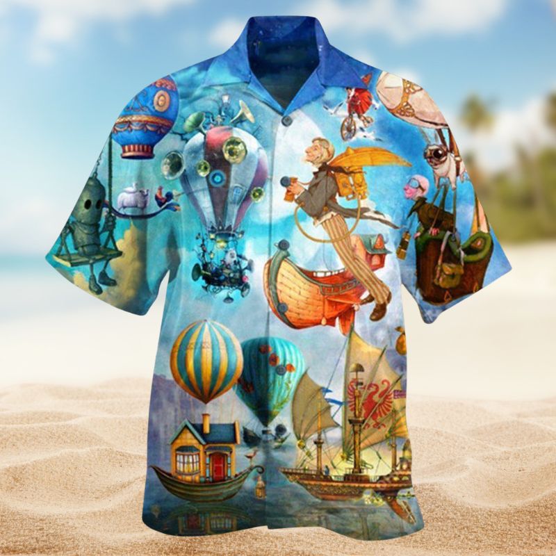 Flying Steampunk Air Balloon World Edition – Hawaiian Shirt