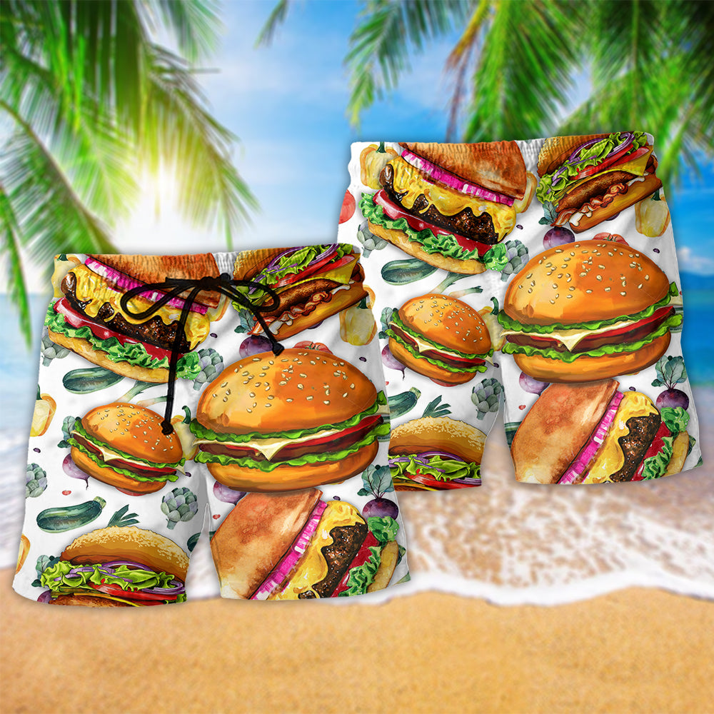 Burger Lover Funny Food Quote Art – Beach Short