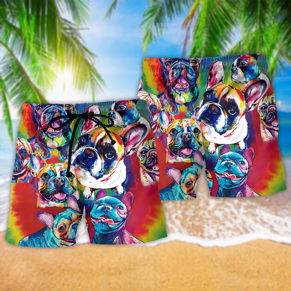 French Bulldog Love Color Art – Beach Short