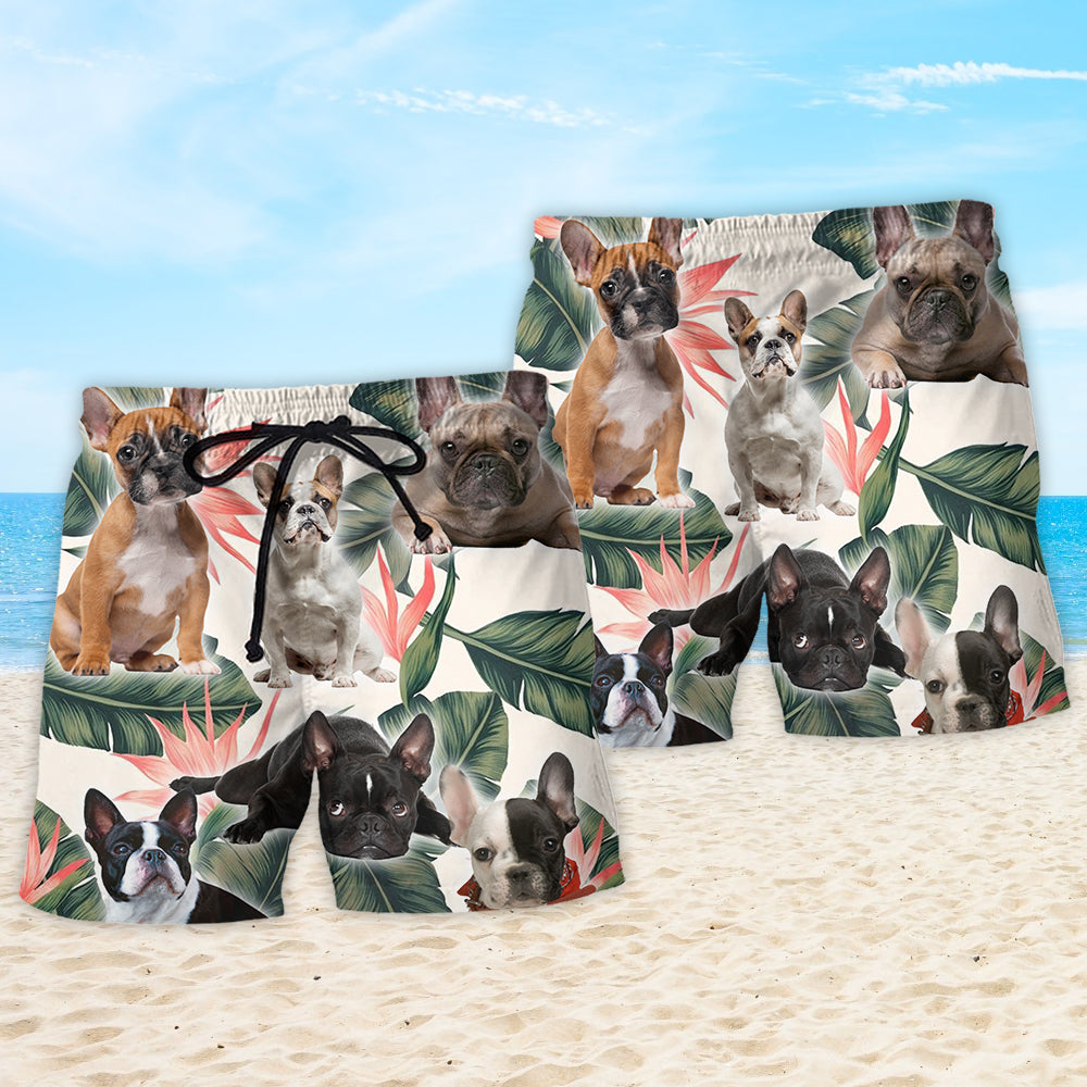 French Bulldog Lovers Tropical Leaf – Beach Short