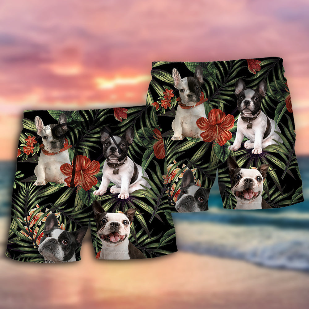 French Bulldog Tropical Floral Art – Beach Short