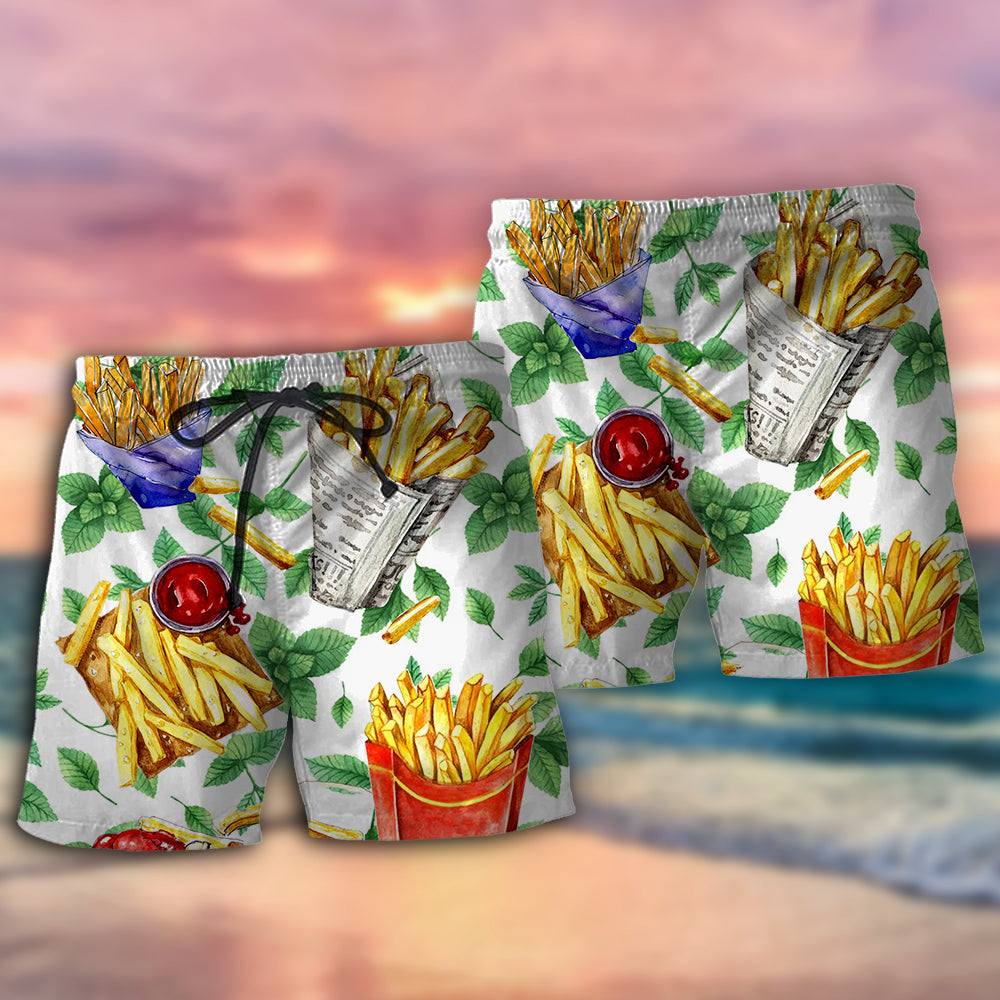 French Fries Fun Food Design – Beach Short