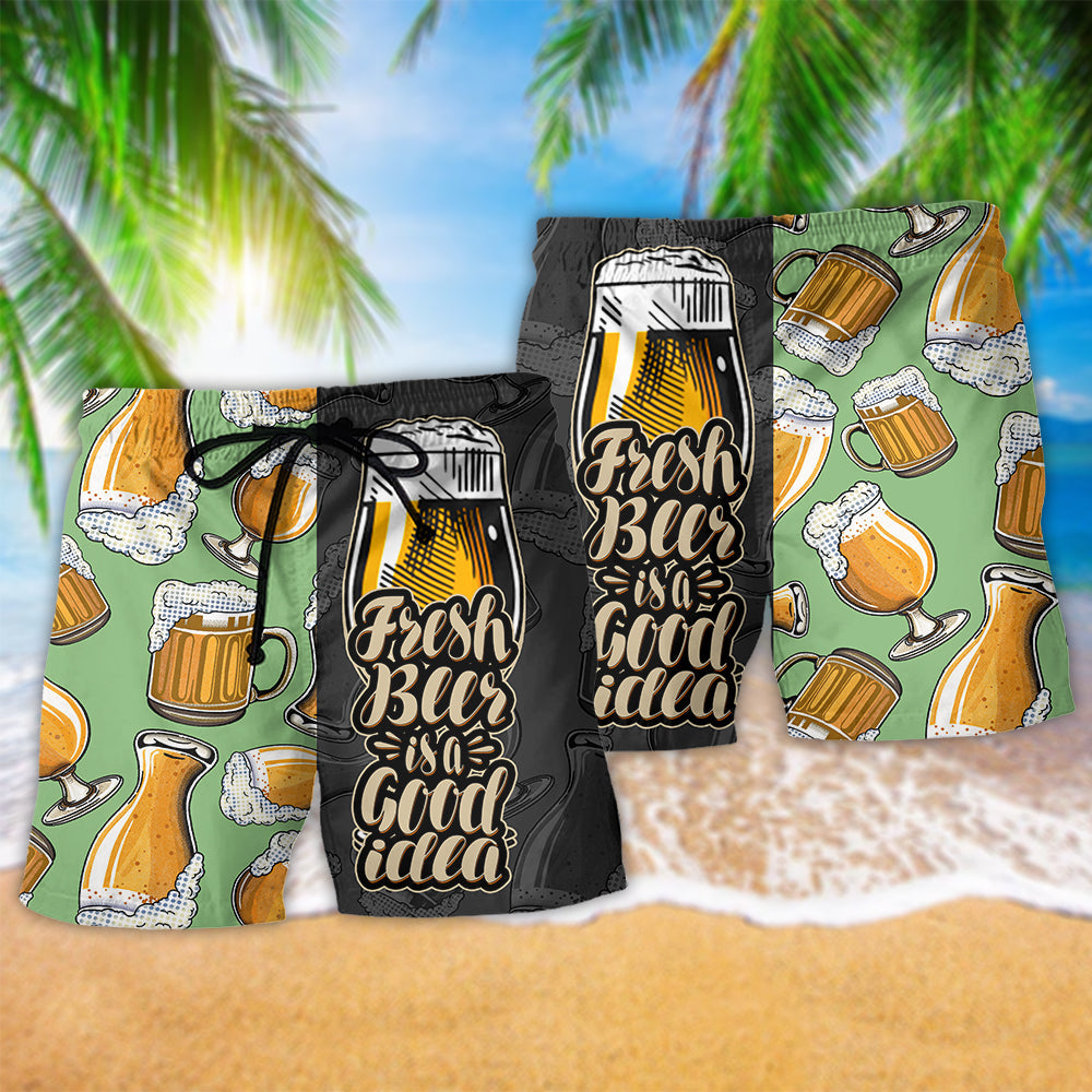 Fresh Beer Funny Quote Art – Beach Short