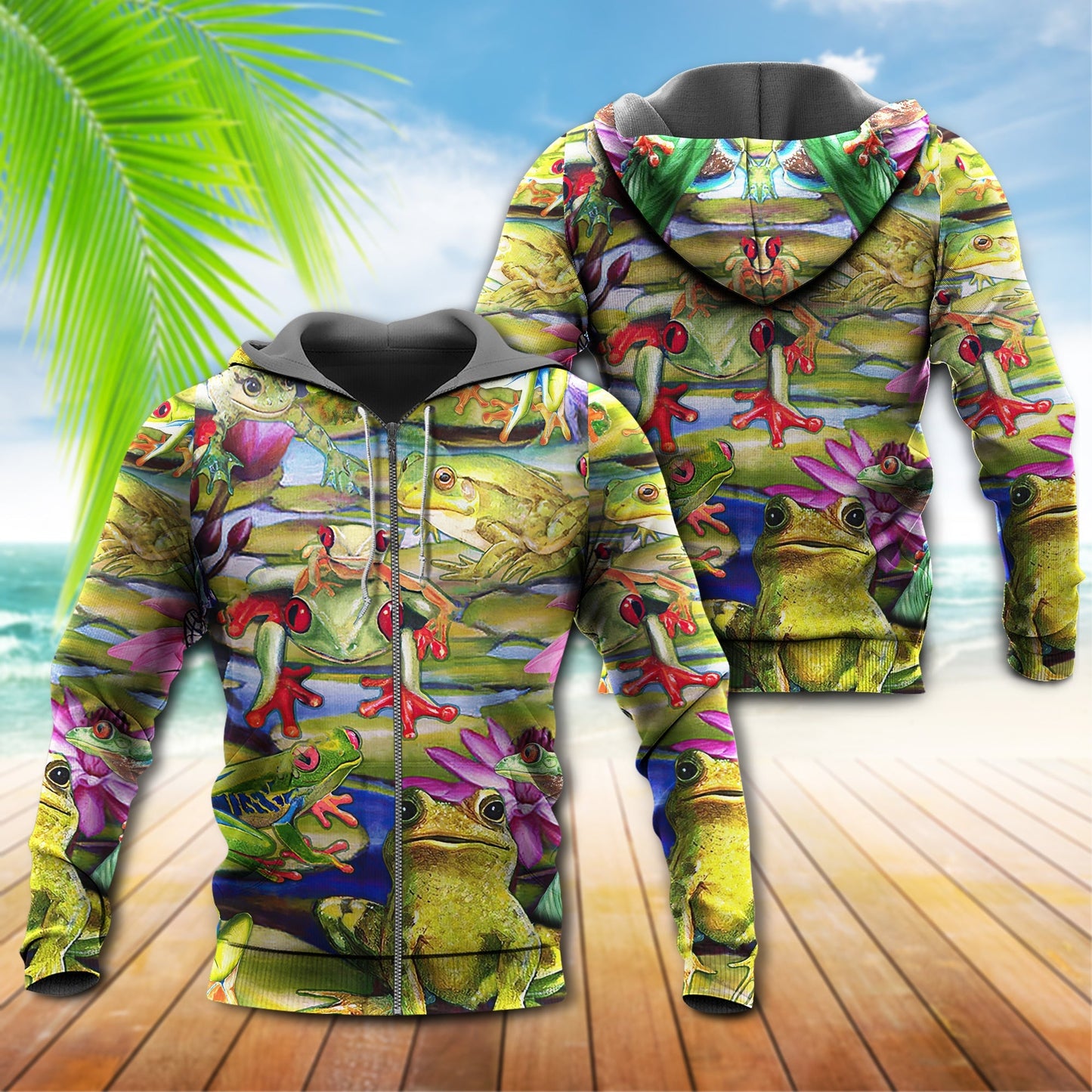 Frog Love Green Lake Style - 3D Hoodie