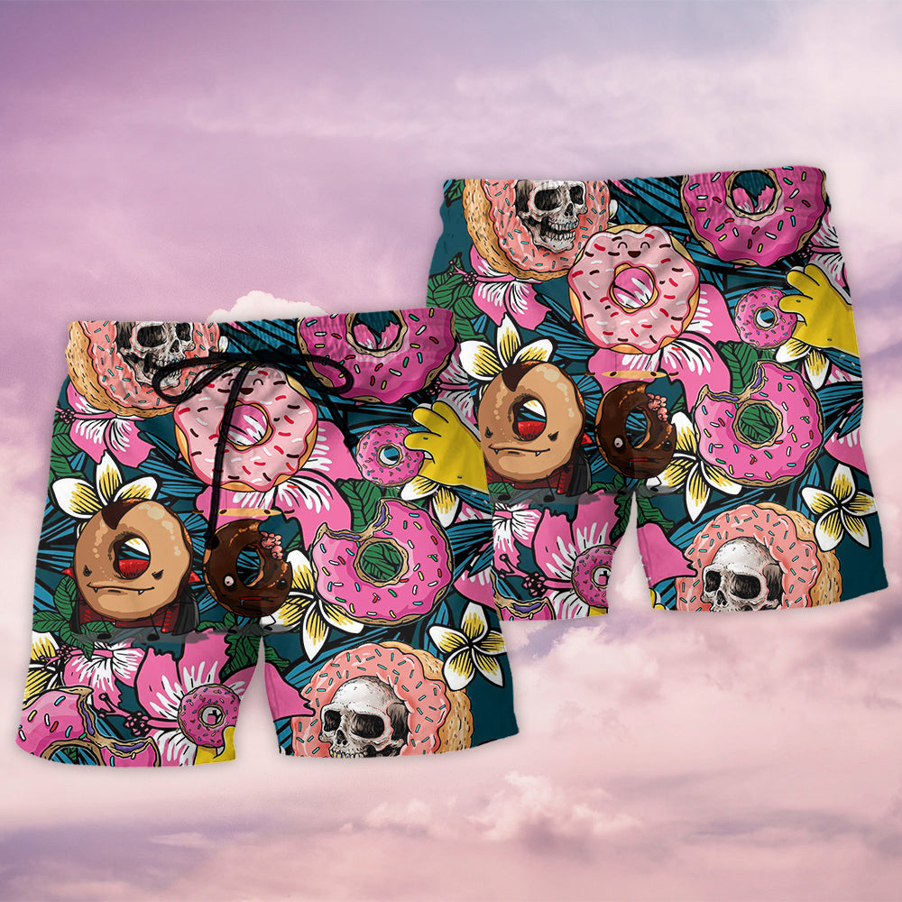 Funny Donut Tropical Style Art – Beach Short