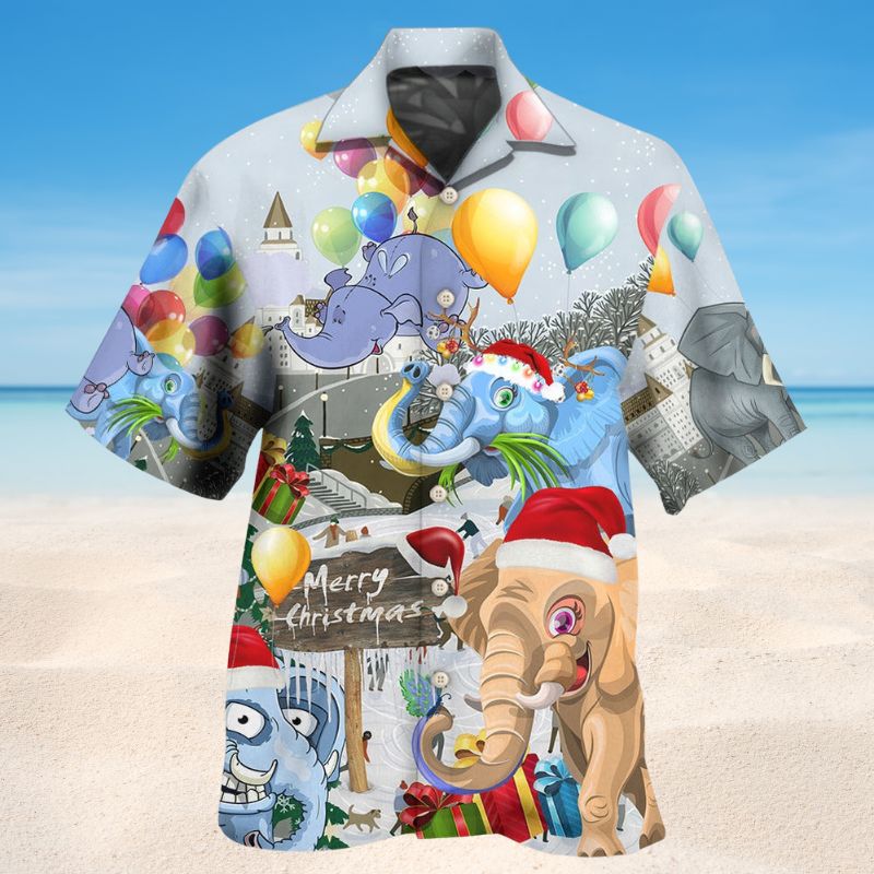 Funny Elephants Christmas Day Style – Hawaiian Shirt