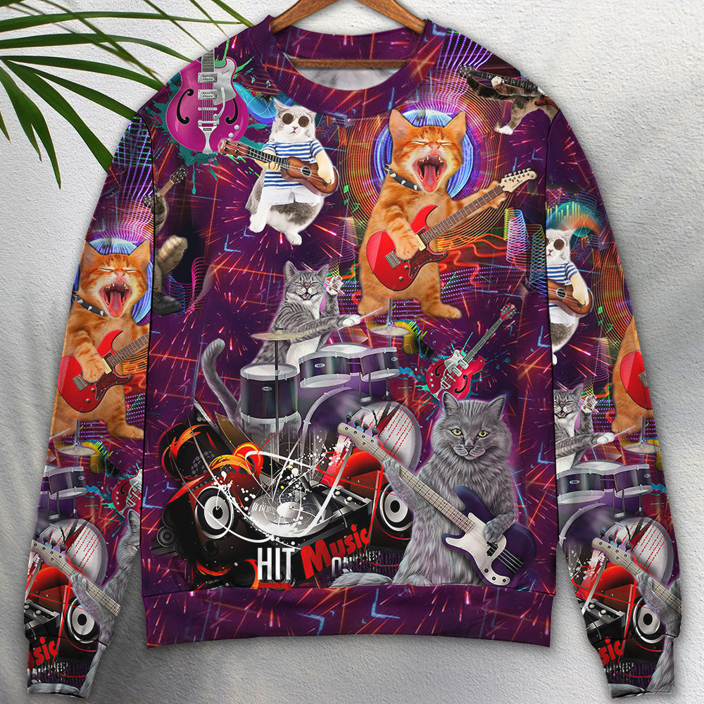 Funny Rocker Cat Art Style – Sweater - Ugly Christmas Sweater