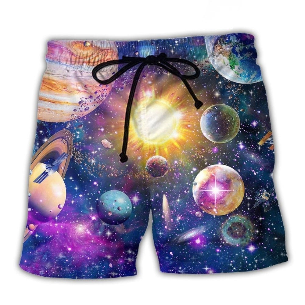 Galaxy Astronomy Colorful Solar - Beach Short