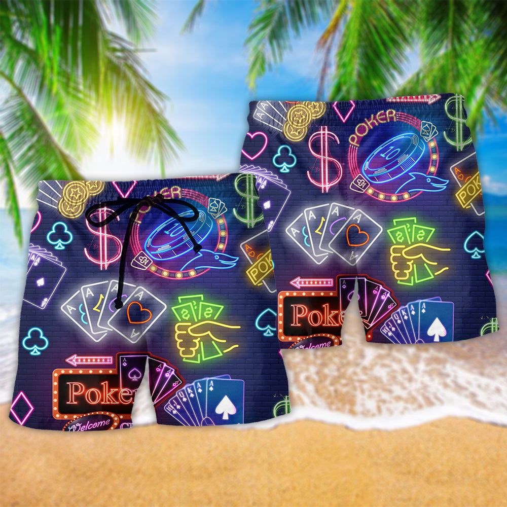 Poker Party Gambling Statement Art – Beach Short