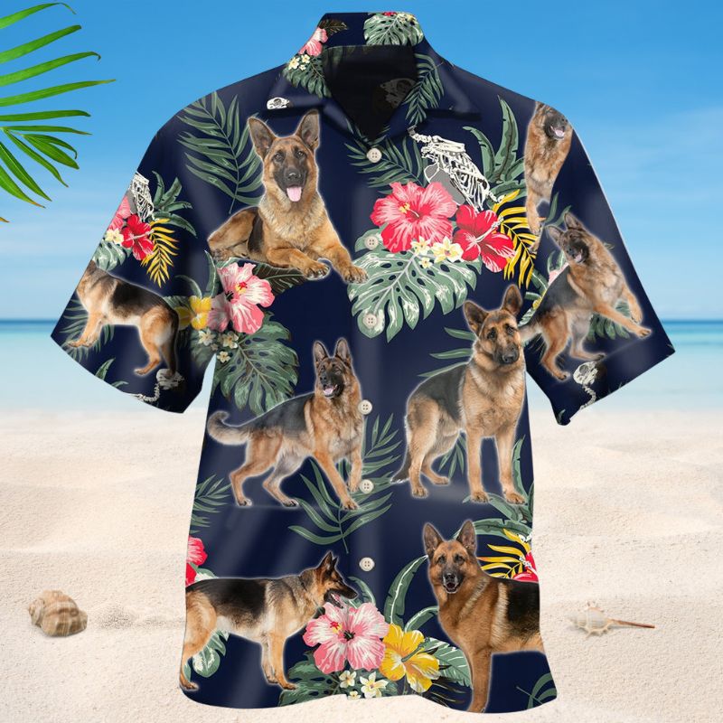 German Shepherd Tropical Floral Style – Hawaiian Shirt