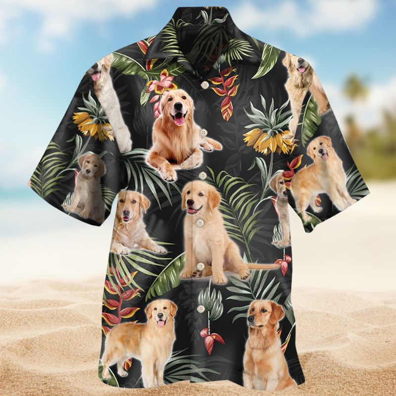 Golden Retriever Floral Style – Hawaiian Shirt
