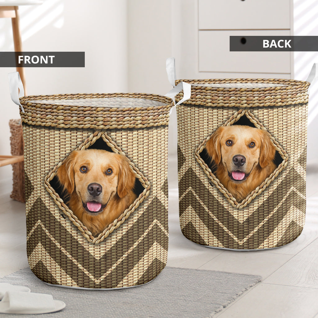 Golden Retriever Wickerwork Hole - Laundry Basket - Owls Matrix LTD