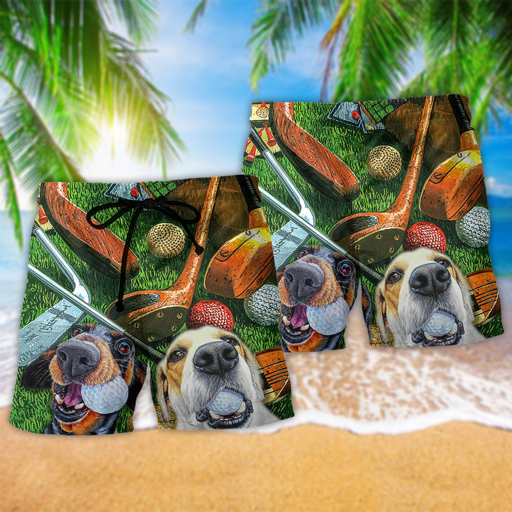 Golf Style Funny Dog Colorful - Beach Short