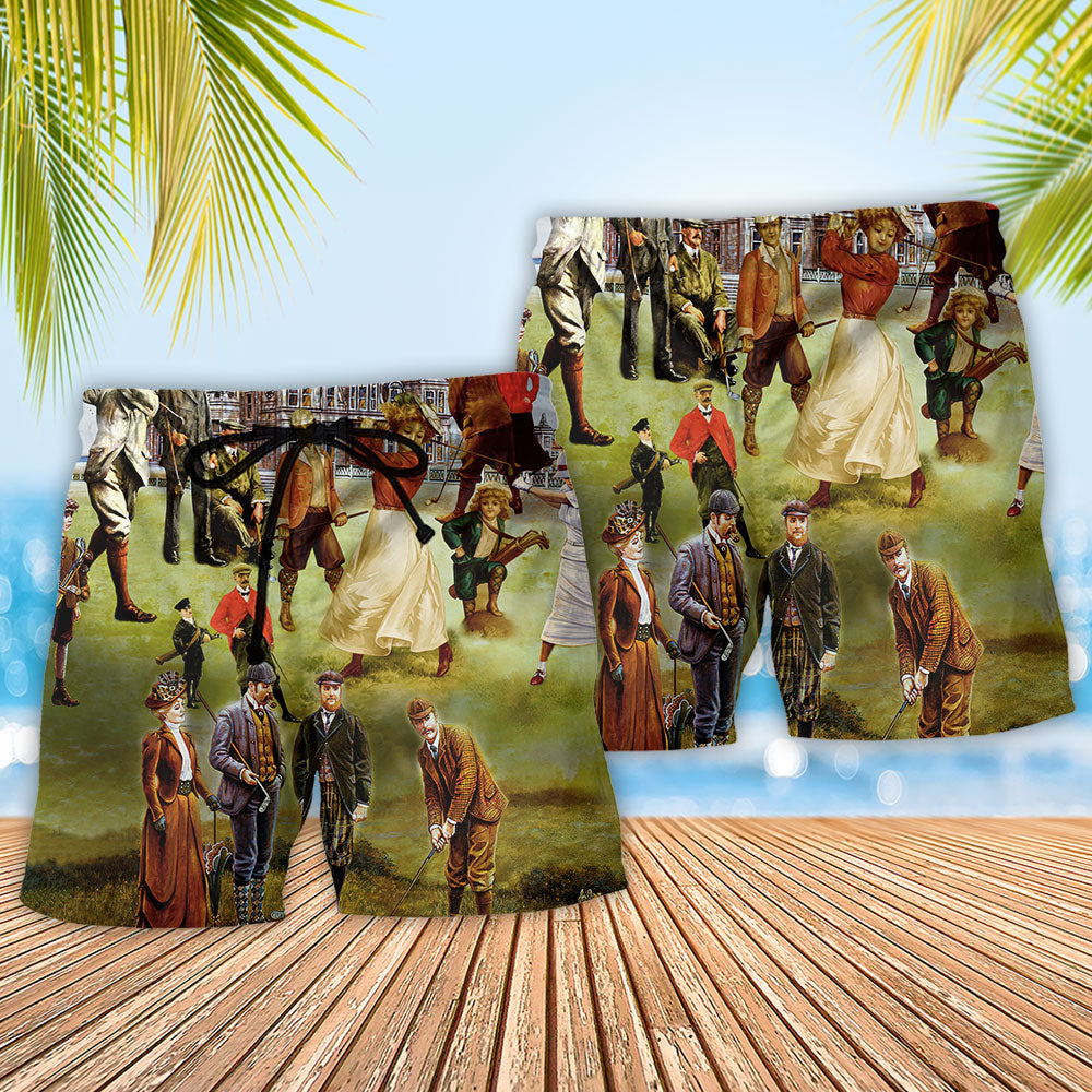 Vintage Golf Player Art – Beach Short