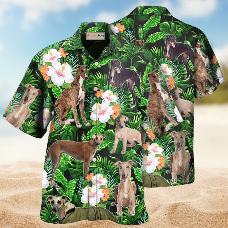 Greyhound Tropical Leaf Lover Pattern – Hawaiian Shirt