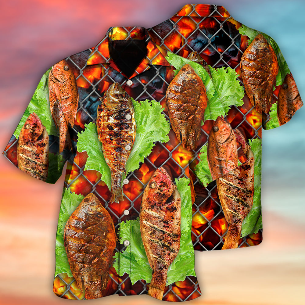 Grilled Fish BBQ Food Art – Hawaiian Shirt