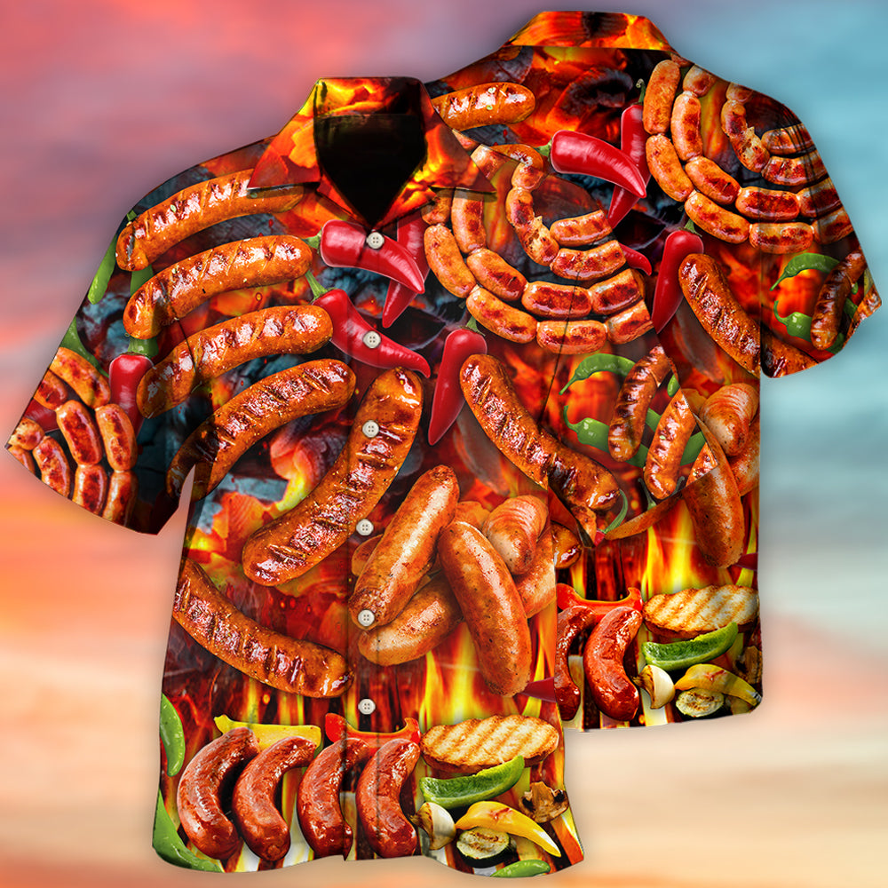 BBQ Grilled Sausage Food Art – Hawaiian Shirt