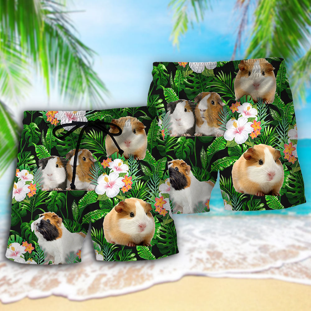 Guinea Pig Tropical Leaf Green Art – Beach Short